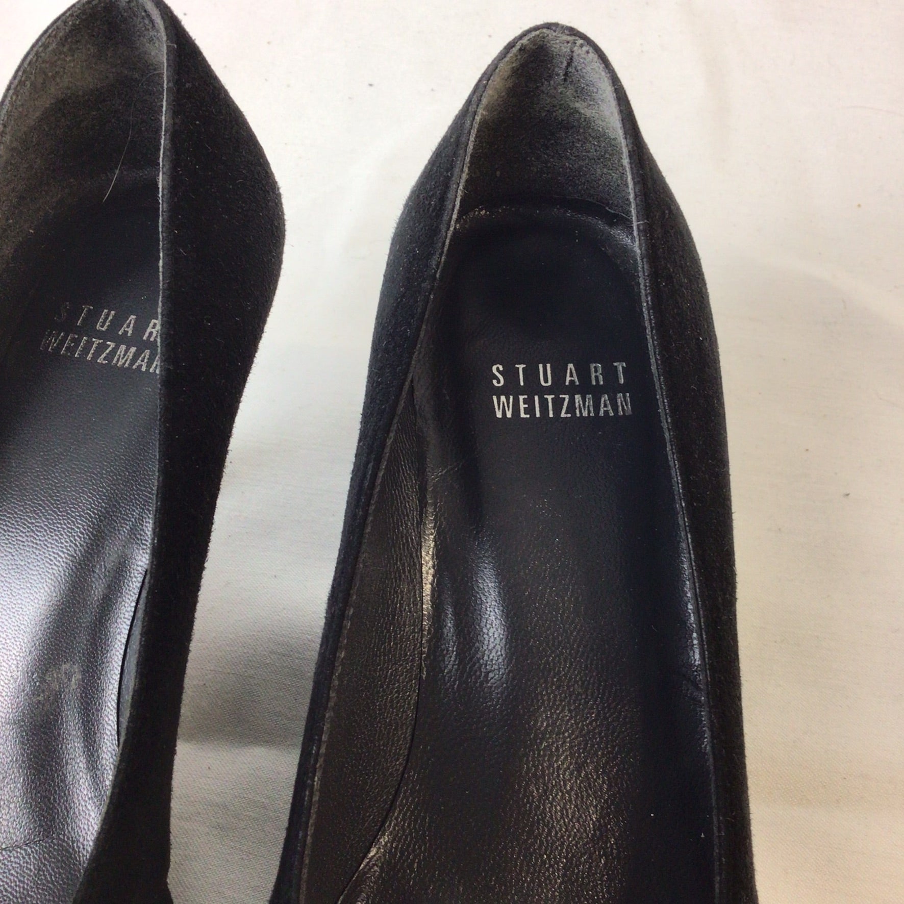 Stuart Weitzman Black Suede Leather Kitten Heel Pumps w Buckle Detail Size 3 UK 35 EU