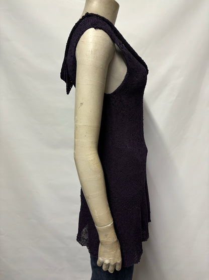 Penny Burdette Purple Knitted Cowl Neck Vest Small