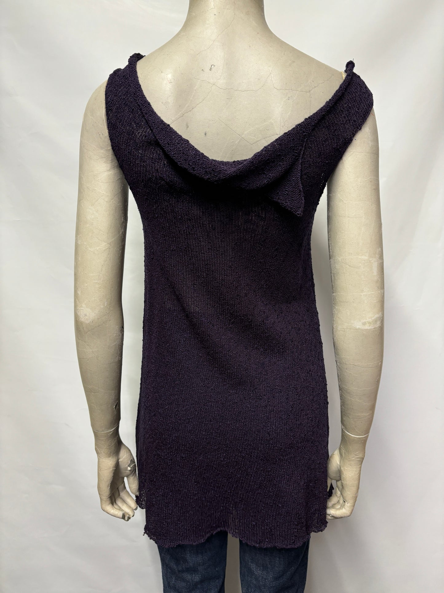 Penny Burdette Purple Knitted Cowl Neck Vest Small