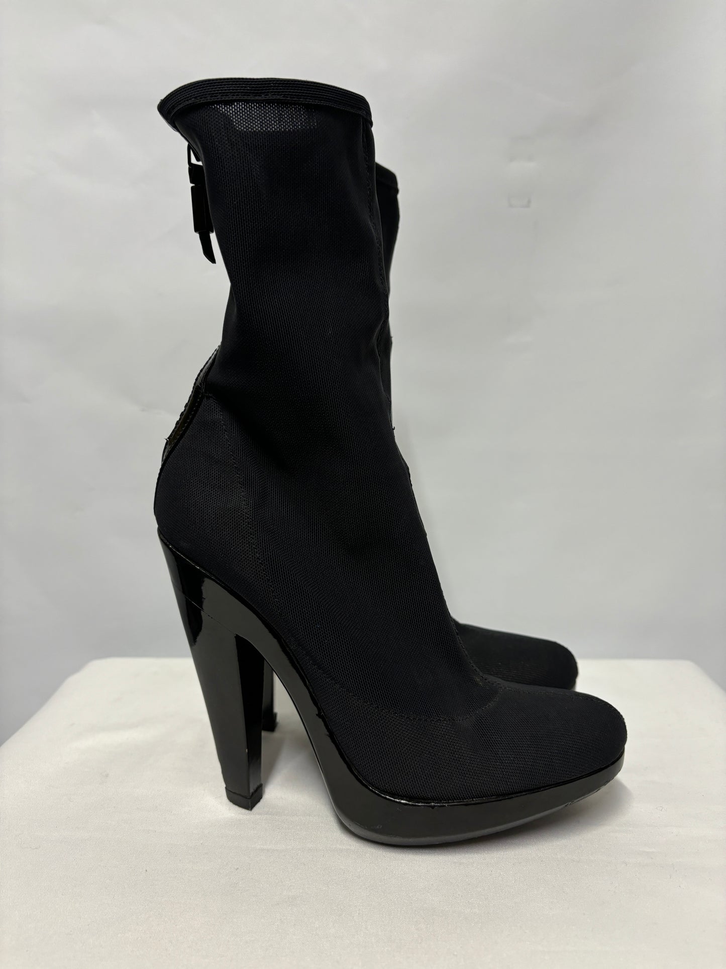 Burberry Black Mesh Sock Heeled Boots 36/3