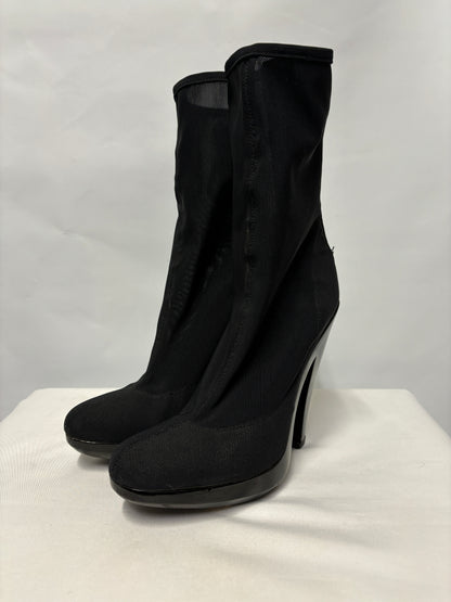 Burberry Black Mesh Sock Heeled Boots 36/3