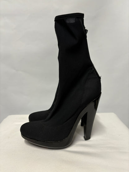 Burberry Black Mesh Sock Heeled Boots 36/3