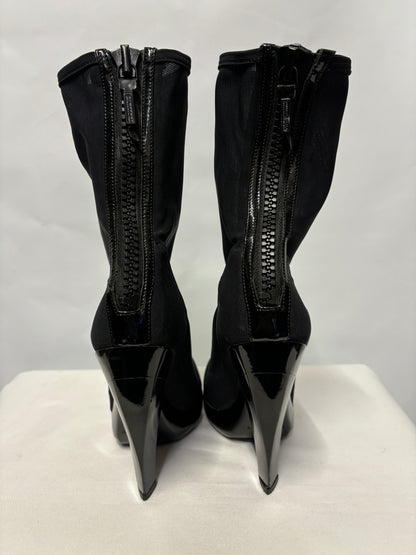 Burberry Black Mesh Sock Heeled Boots 36/3