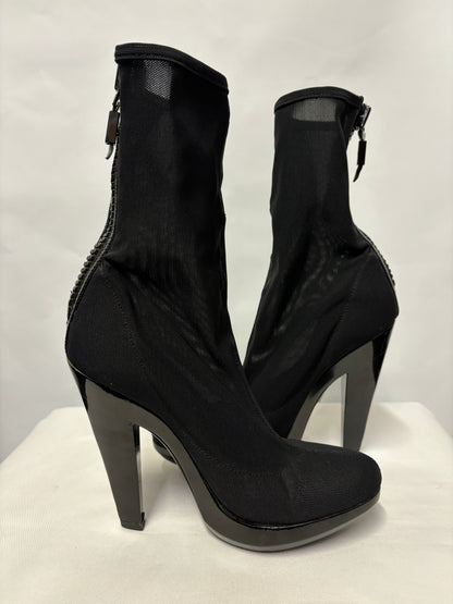 Burberry Black Mesh Sock Heeled Boots 36/3