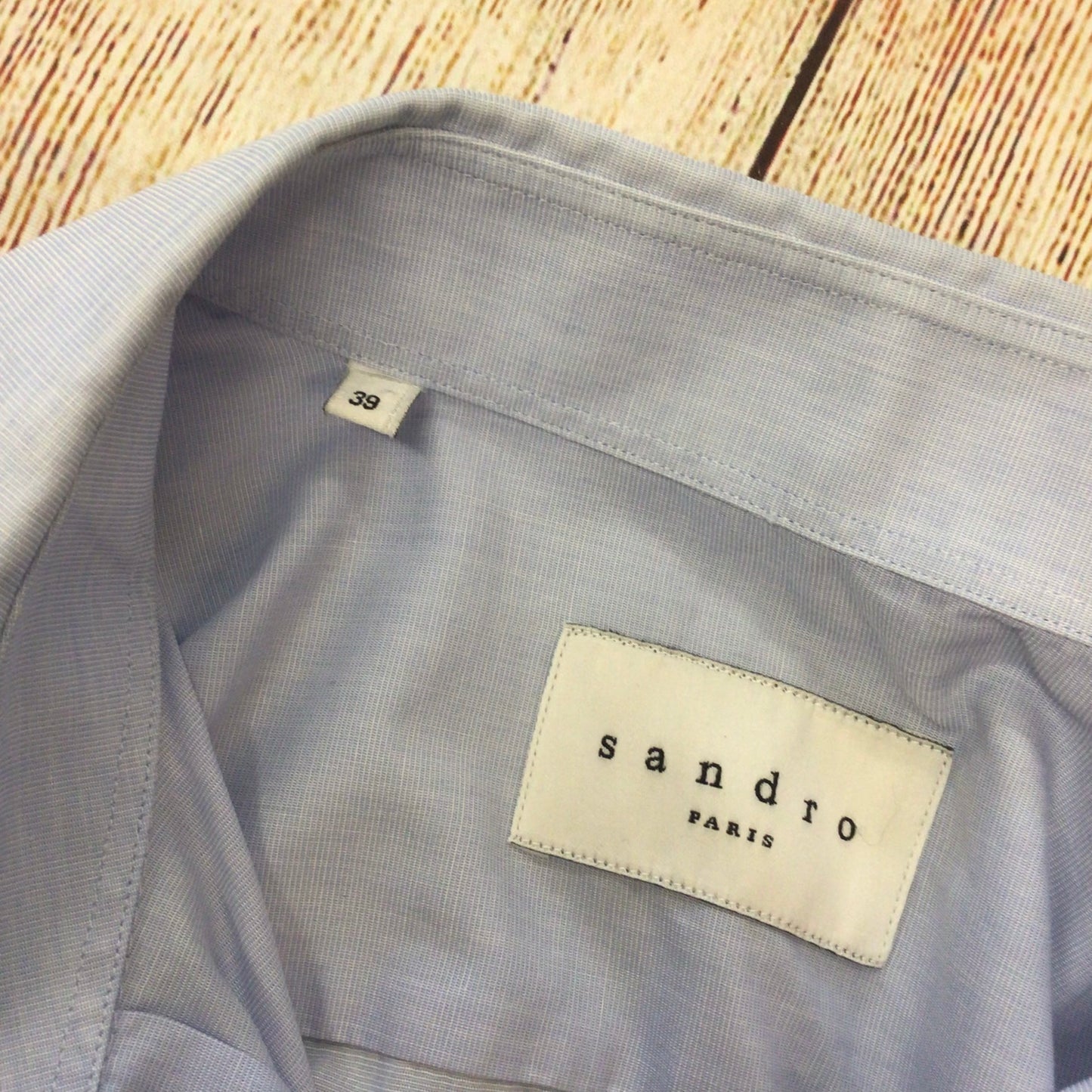 Sandro Paris Light Blue 100% Cotton Long Sleeve Shirt Size 39 (on label)
