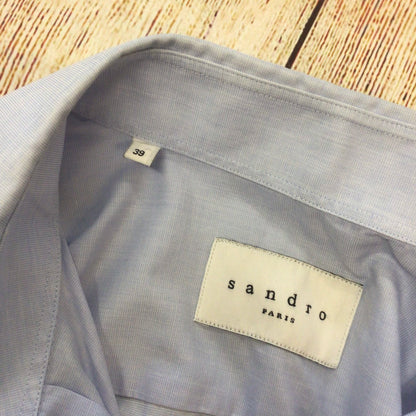 Sandro Paris Light Blue 100% Cotton Long Sleeve Shirt Size 39 (on label)