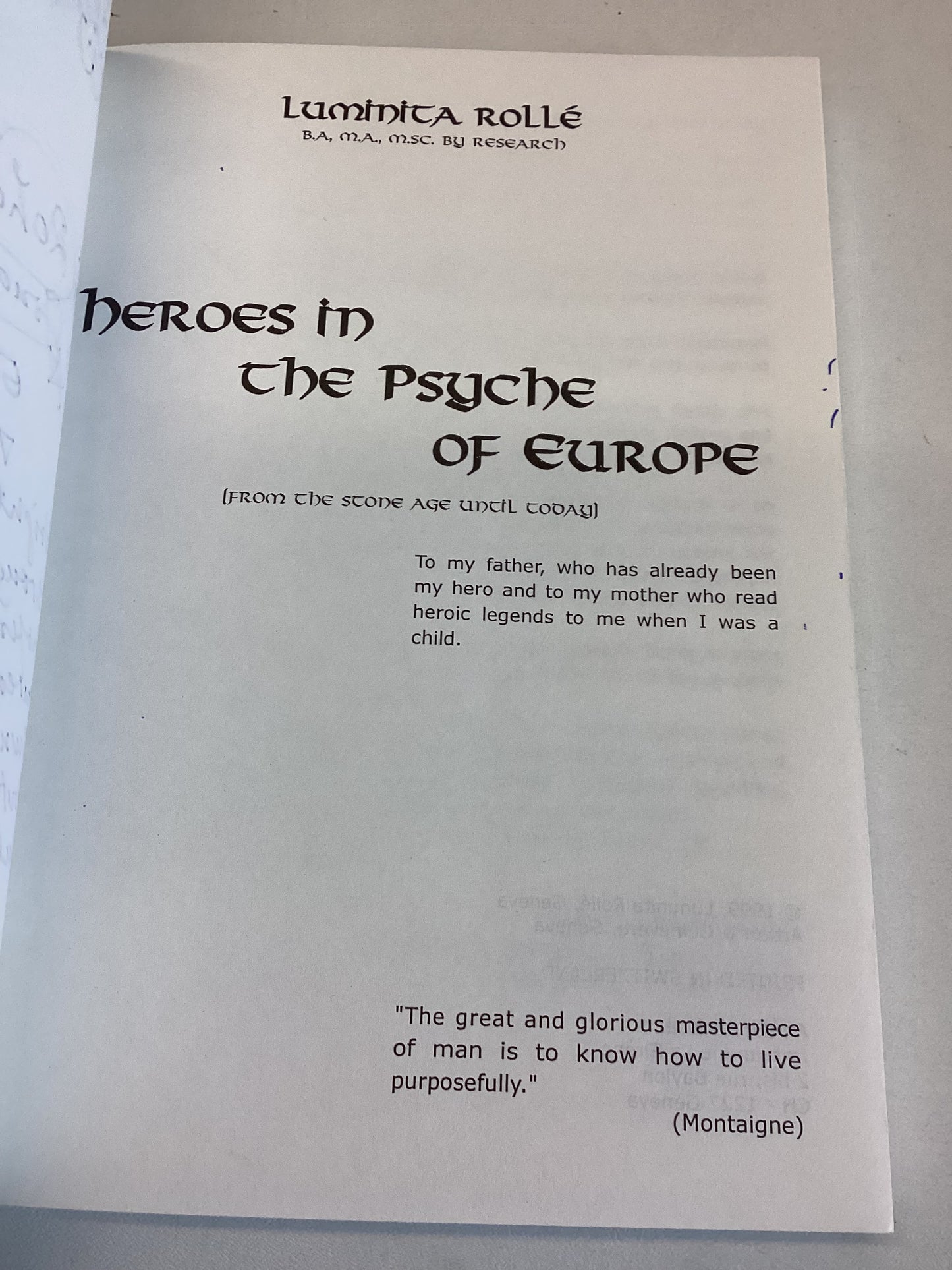 Heroes in The Psyche of Europe Maria -Luminita Rolle