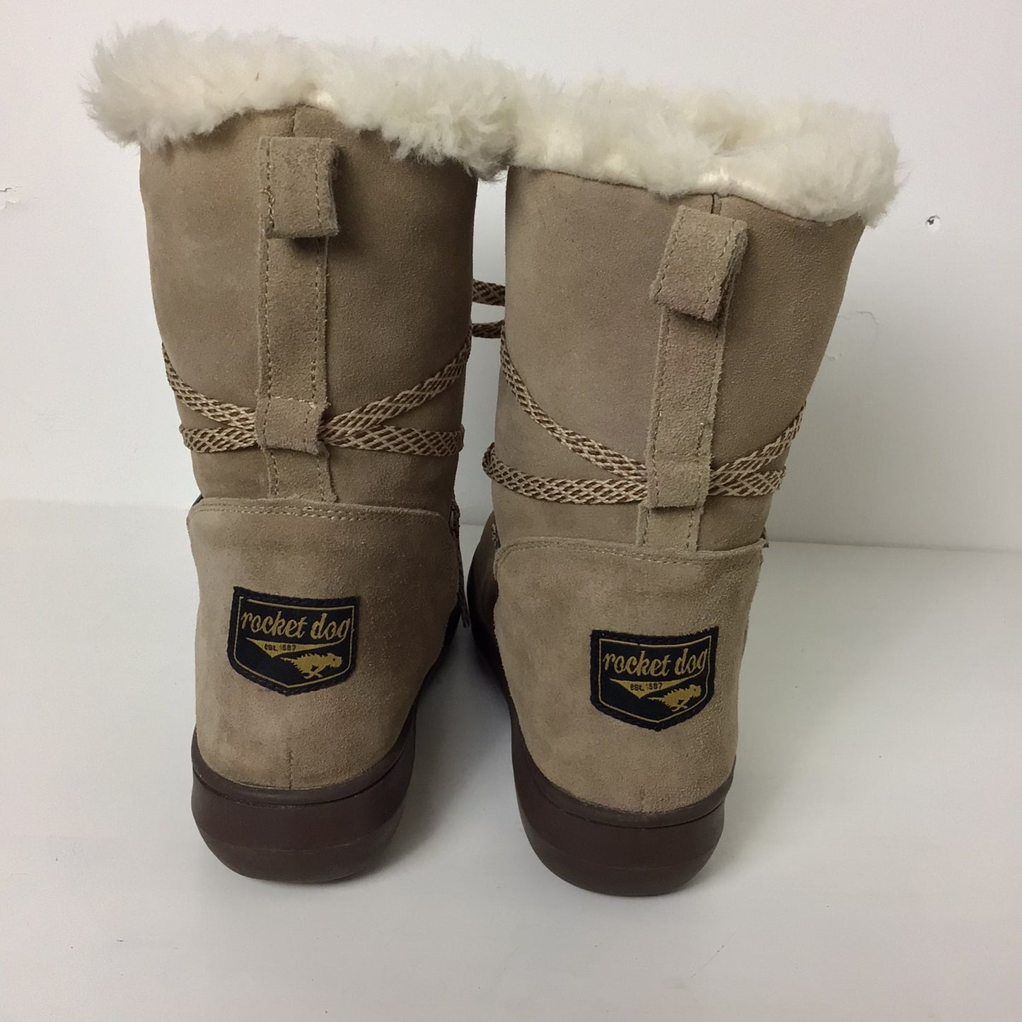 Rocket Dog Beige Suede Lace Up Snow Boots w/Faux Fur Size UK 5