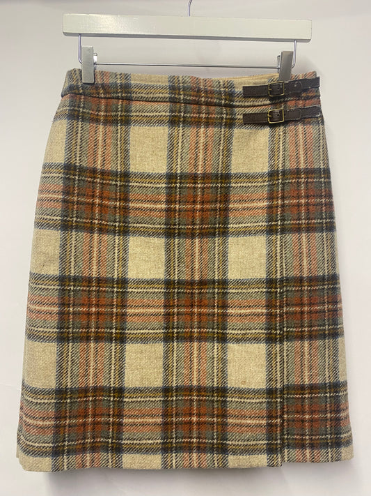 Boden Brown Tartan Tweed Kilt Style Skirt 10