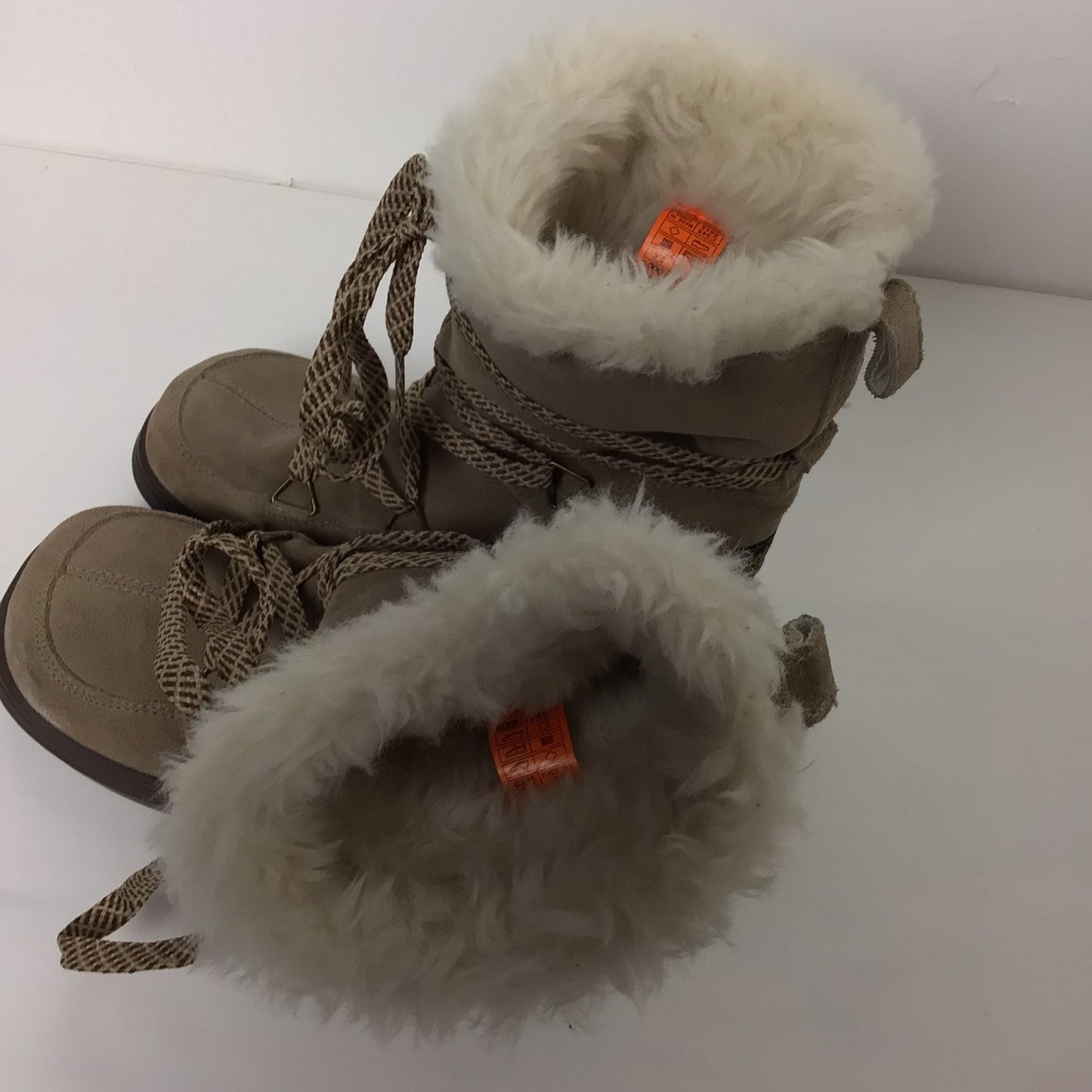 Rocket Dog Beige Suede Lace Up Snow Boots w/Faux Fur Size UK 5