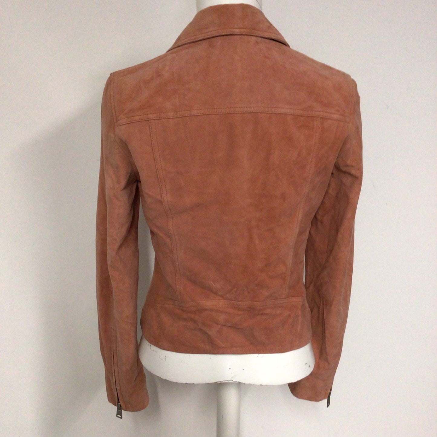 AllSaints Rose Pink Suede Leather Dalby Biker Jacket Size 10