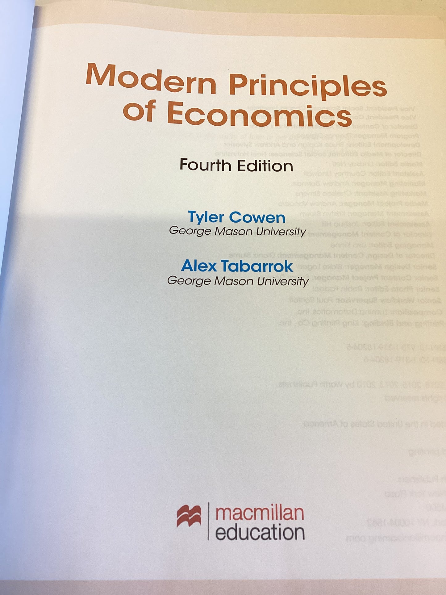 Modern Principles of Economics Fourth Edition Tyler Cowen Alex Tabarrok