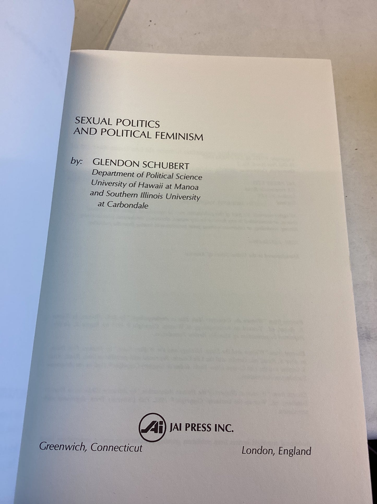 Research In Biopolitics Volume 1 1991 Sexual Politics and Political Feminism