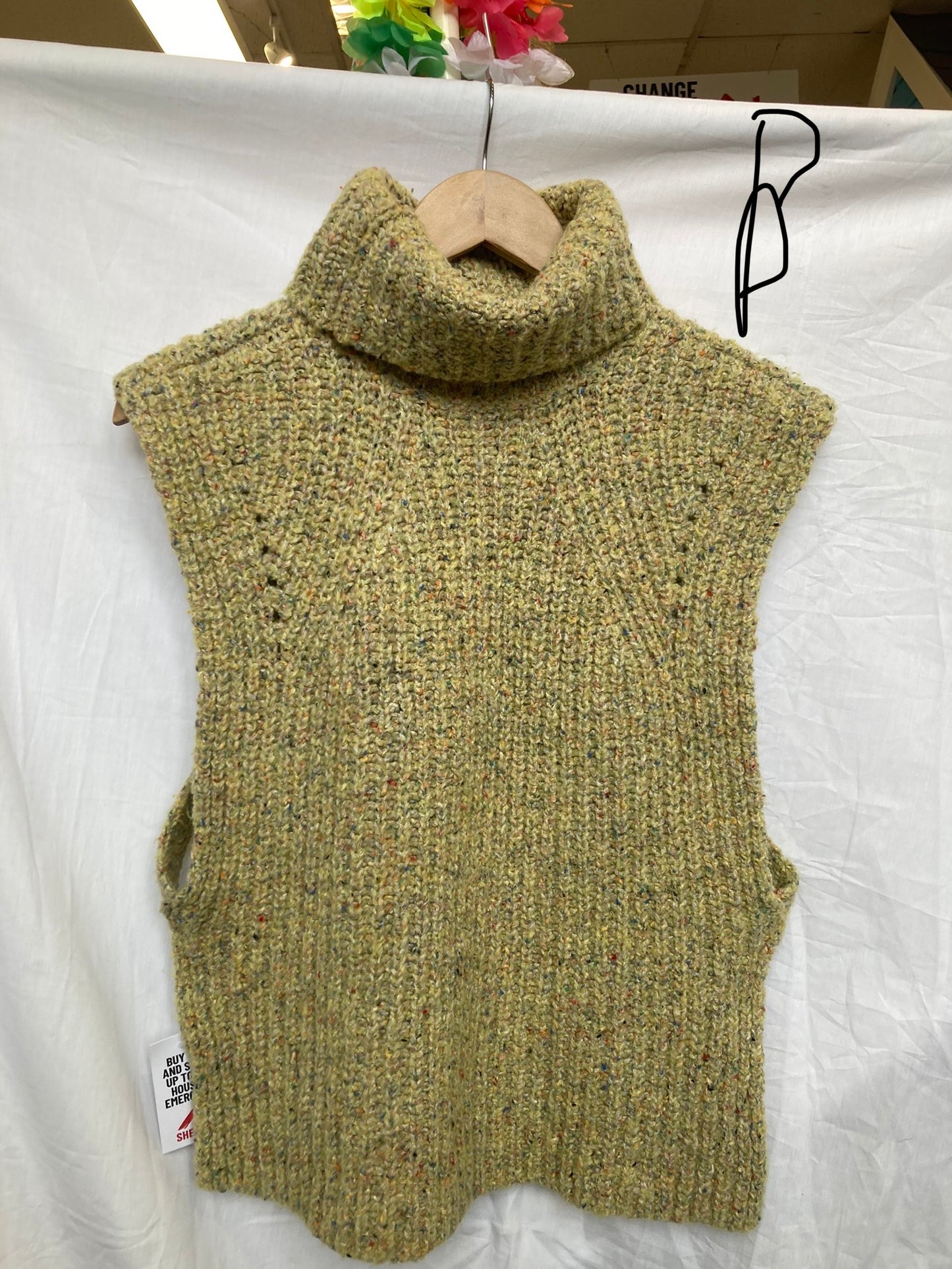 Isabel Marant Etoile Pale Green Multicoloured Marl Turtleneck Vest EU Size 38