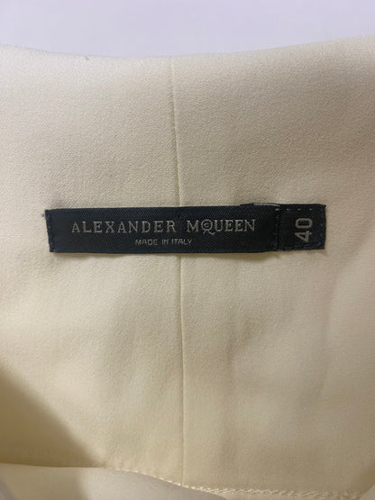 Alexander McQueen Cream High Waist Tapered Tailored Trousers 12 UK