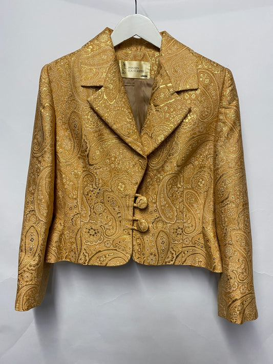 Parveen Couturiere Gold Metallic Paisley Patterned Blazer
