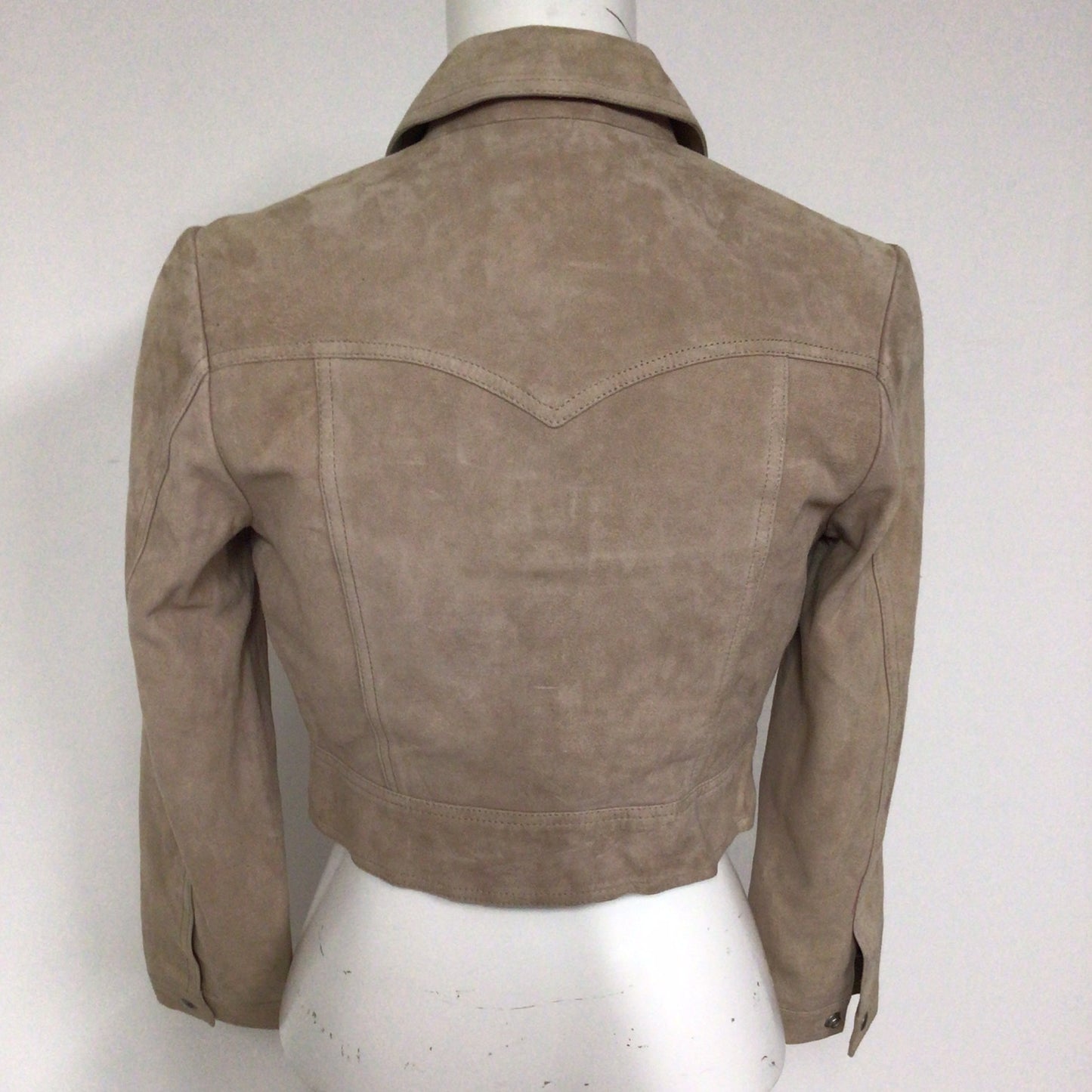 BNWT AllSaints Beige Suede Leather Lavelles Crop Jacket Size 6 UK