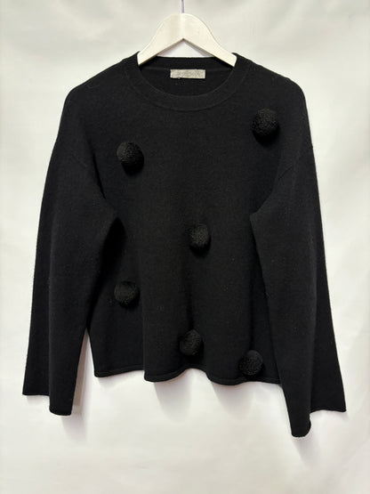 Sportmax Black Knitted Pompom Jumper Large