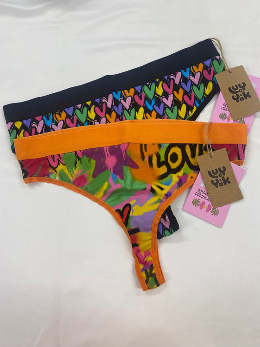 Lucy & Yak - Fleur Thong Bundle in Summer Lovin' and Graffiti Medium BNWT