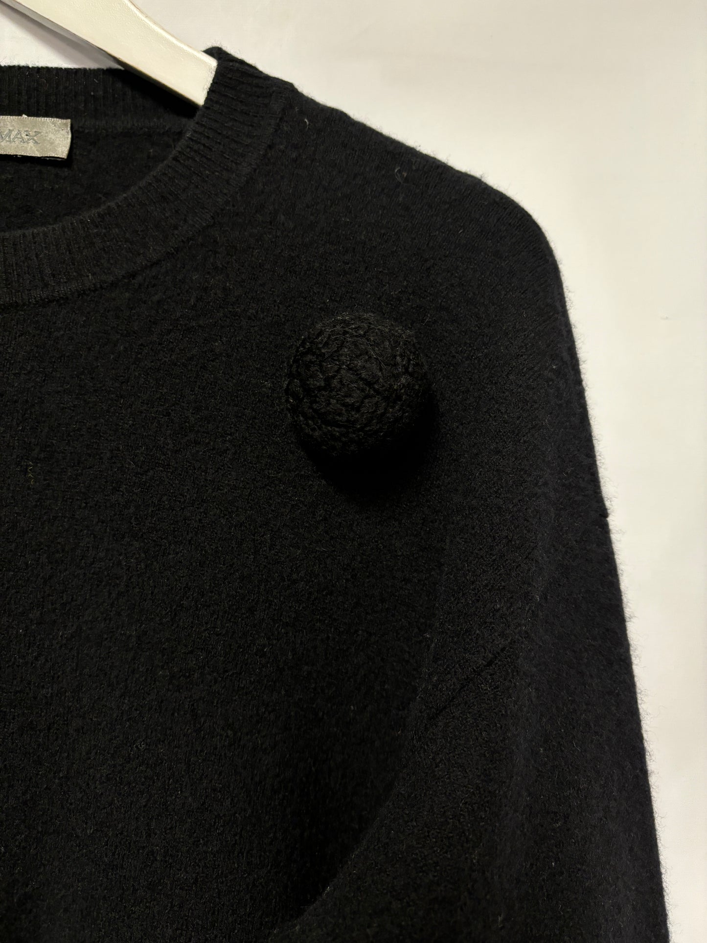 Sportmax Black Knitted Pompom Jumper Large