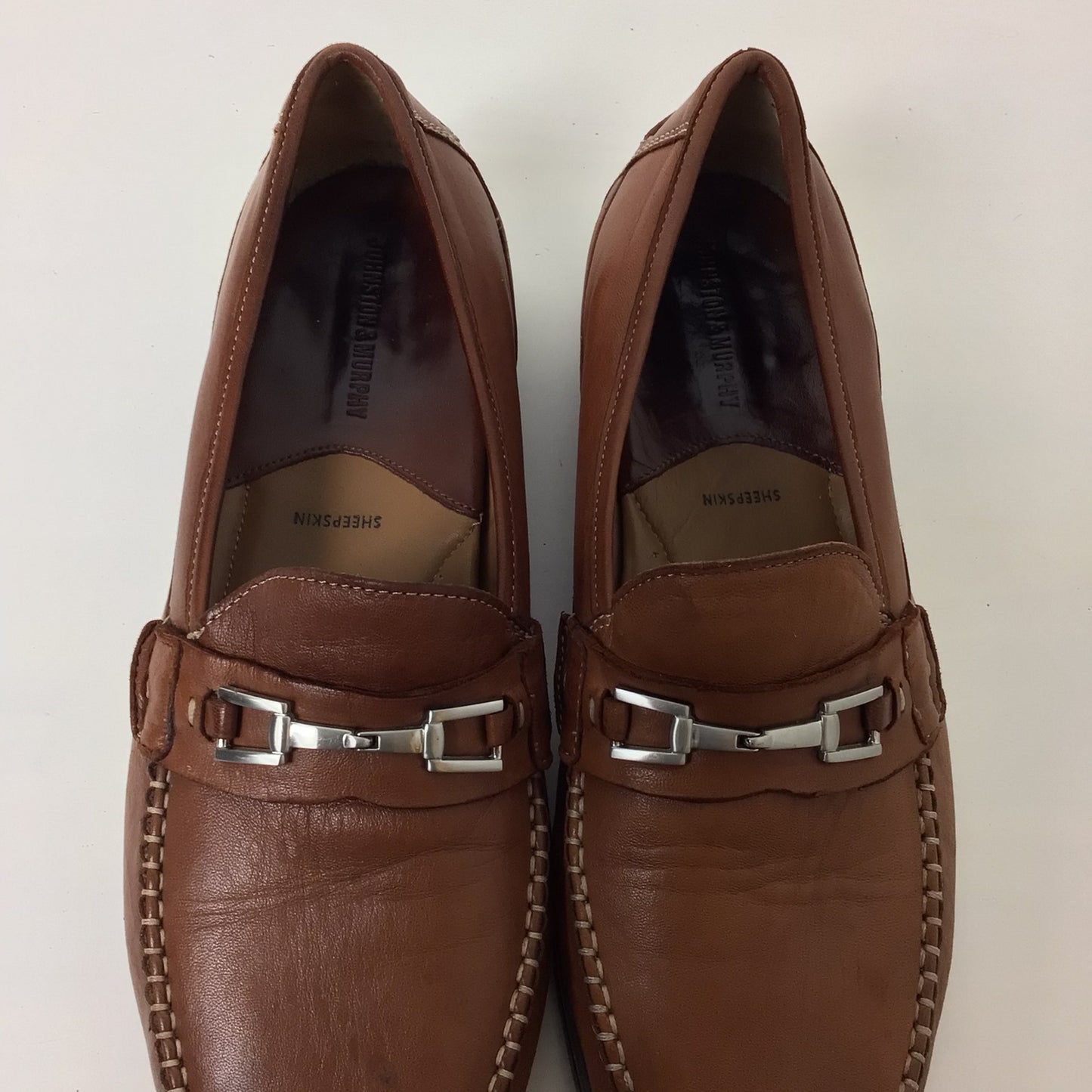 Johnston & Murphy Tan Brown Sheepskin Loafers Size 11M F6