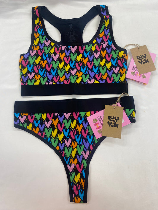 Lucy & Yak - Iona Racer Back Crop Top and Fleur Thong Bundle in Summer Lovin' Small BNWT