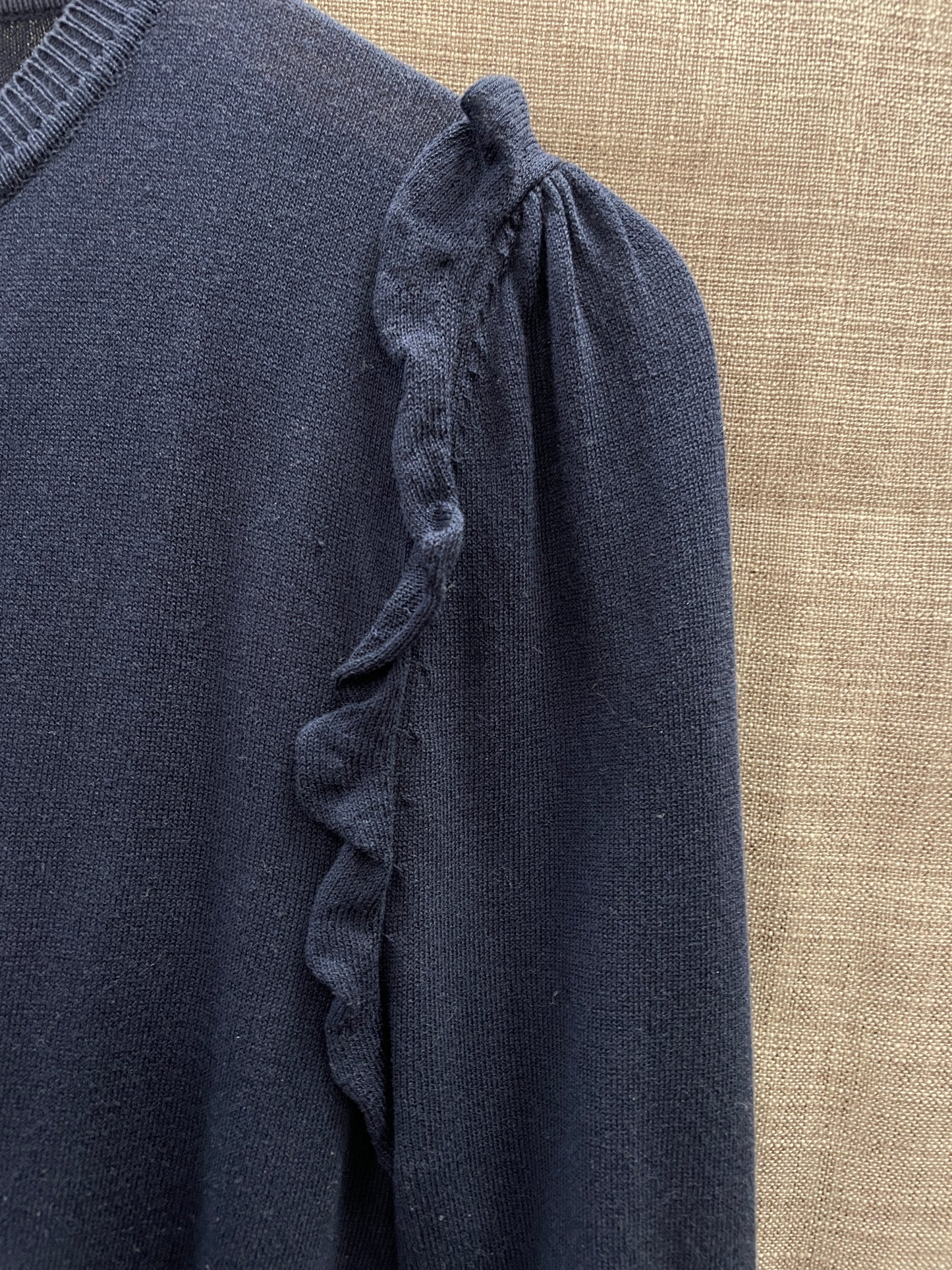 Red Valentino Navy Long Sleeve Broderie Anglaise Detail Cardigan Small