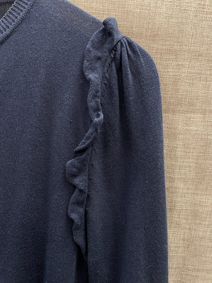 Red Valentino Navy Long Sleeve Broderie Anglaise Detail Cardigan Small