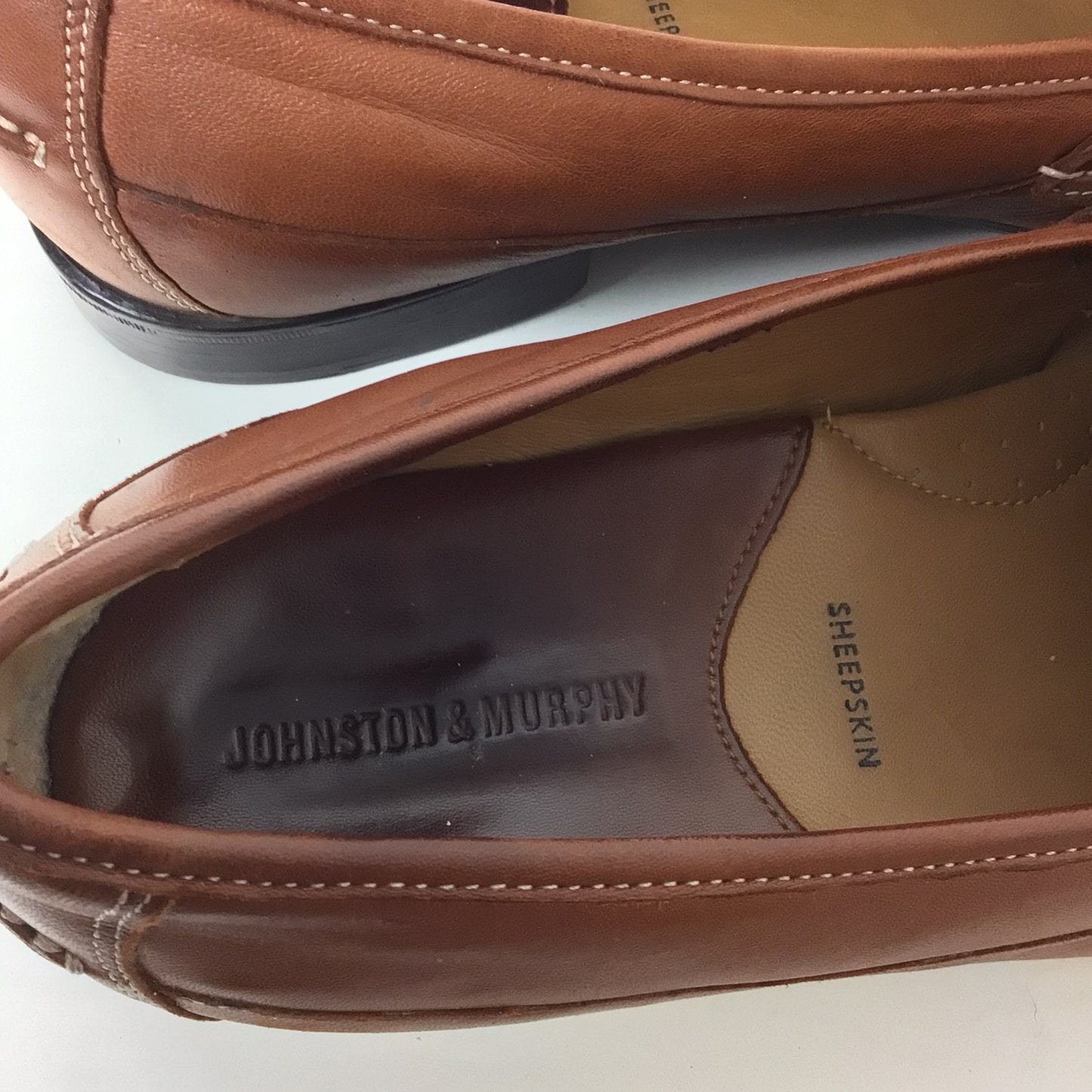 Johnston & Murphy Tan Brown Sheepskin Loafers Size 11M F6