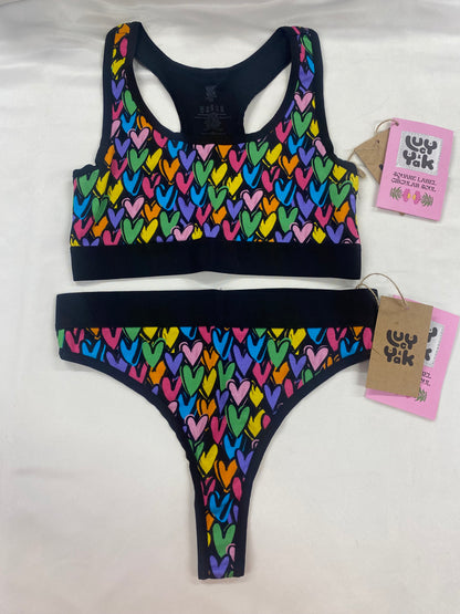 Lucy & Yak - Iona Racer Back Crop Top and Fleur Thong Bundle in Summer Lovin' XS BNWT