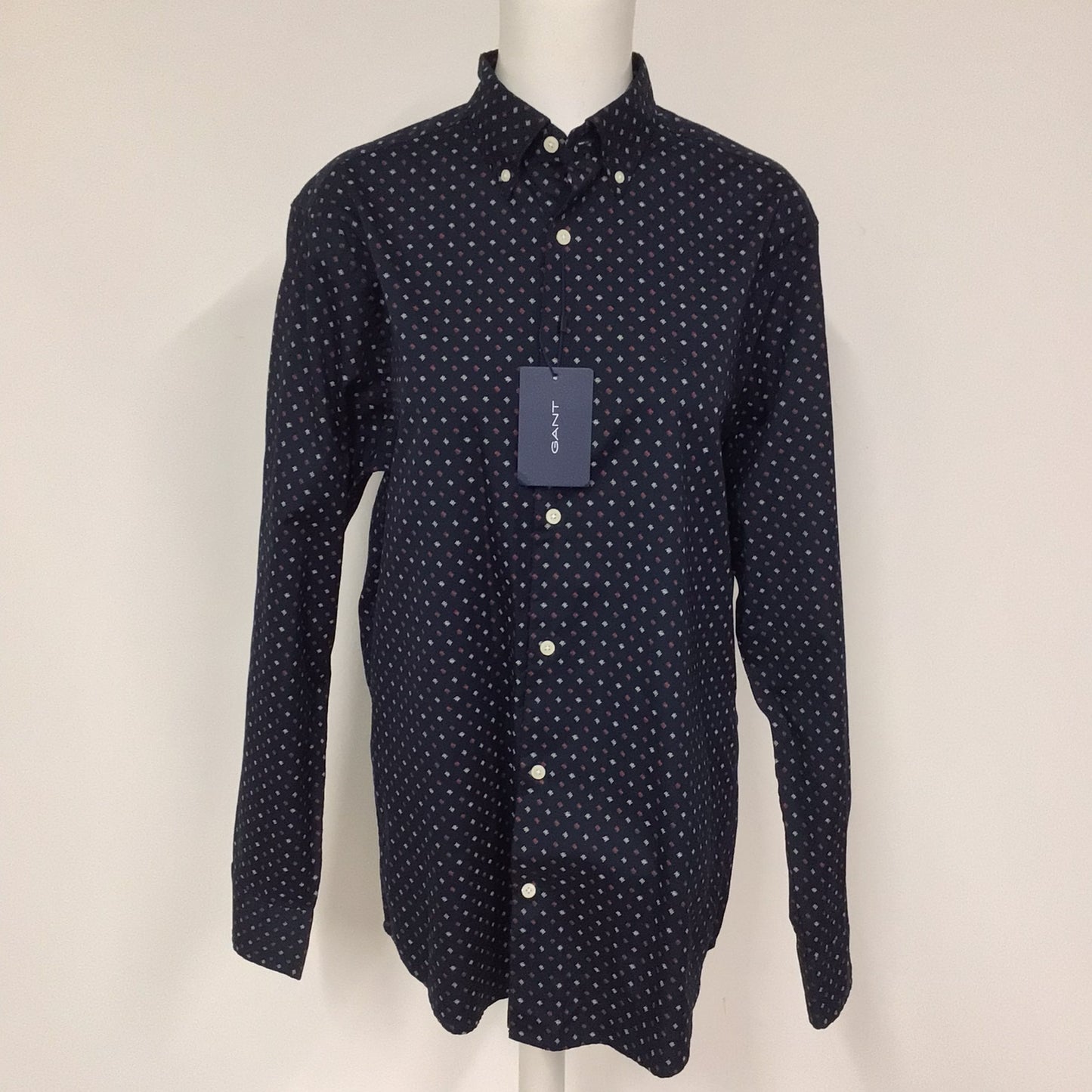 BNWT Gant Navy Blue Micro Scribble Print Long Sleeve Shirt Size M