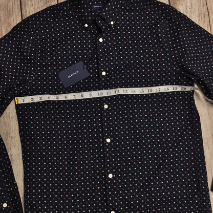 BNWT Gant Navy Blue Micro Scribble Print Long Sleeve Shirt Size M