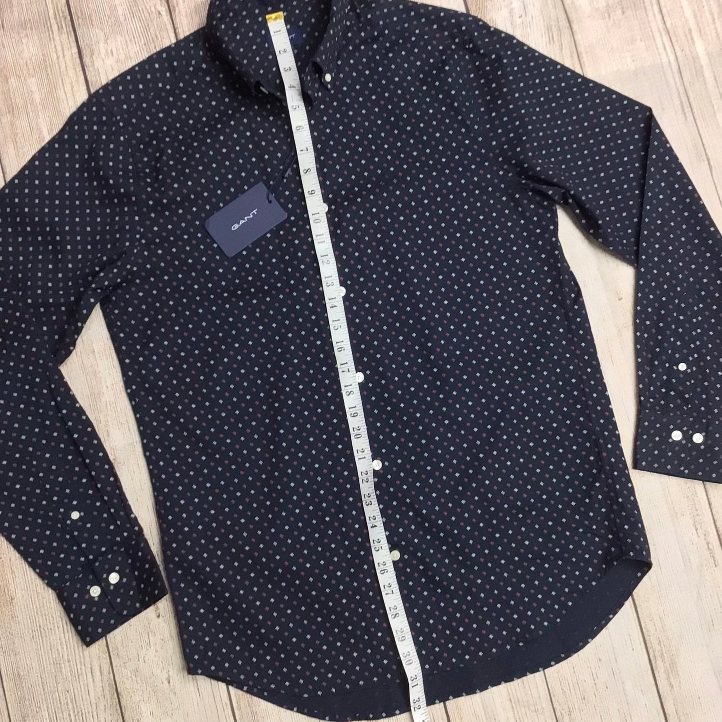 BNWT Gant Navy Blue Micro Scribble Print Long Sleeve Shirt Size M