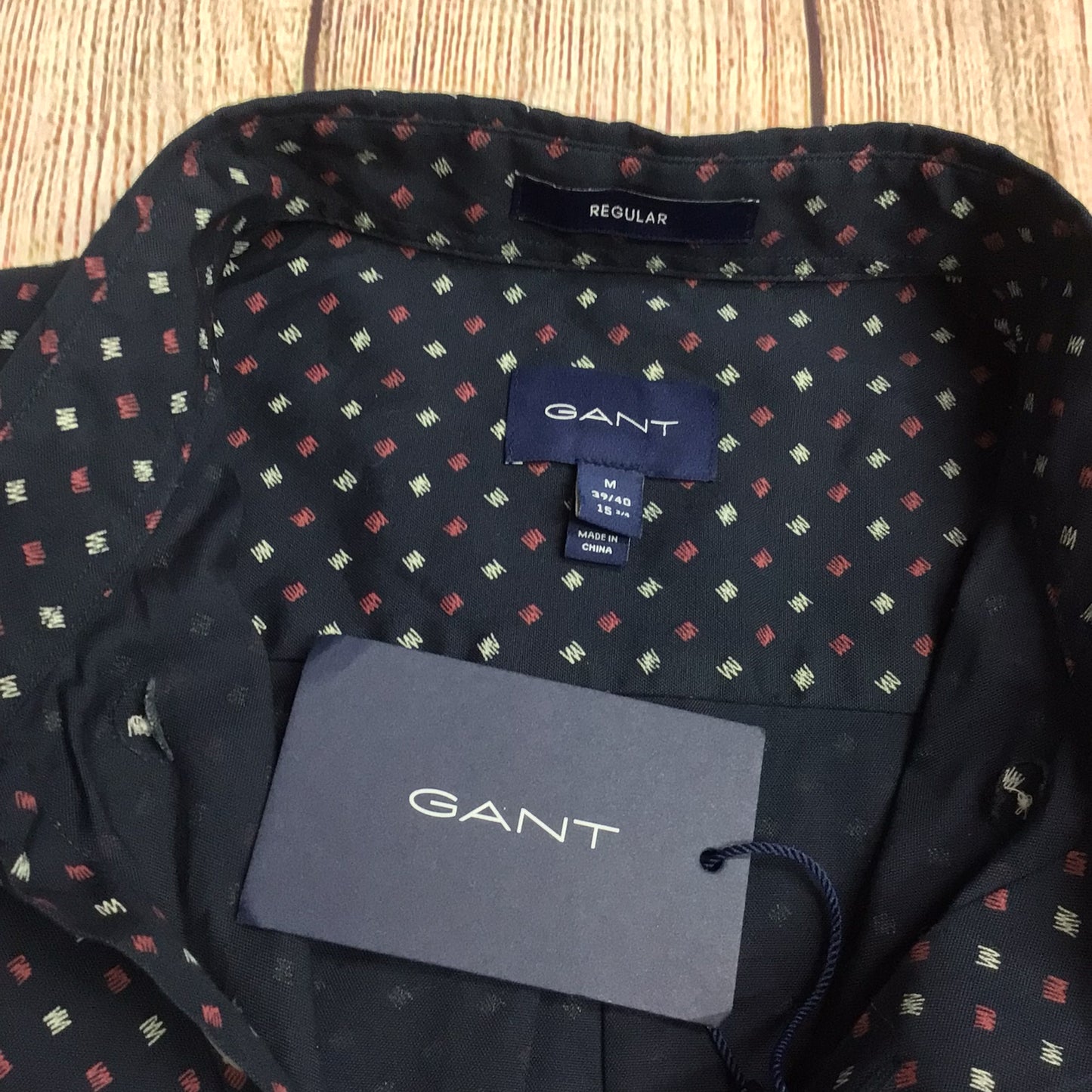 BNWT Gant Navy Blue Micro Scribble Print Long Sleeve Shirt Size M