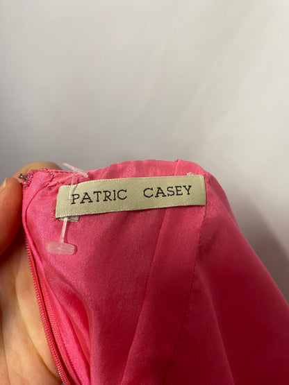 Patric Casey Rose Pink Silk Ruffled Backless Halterneck Midi Dress Size 10