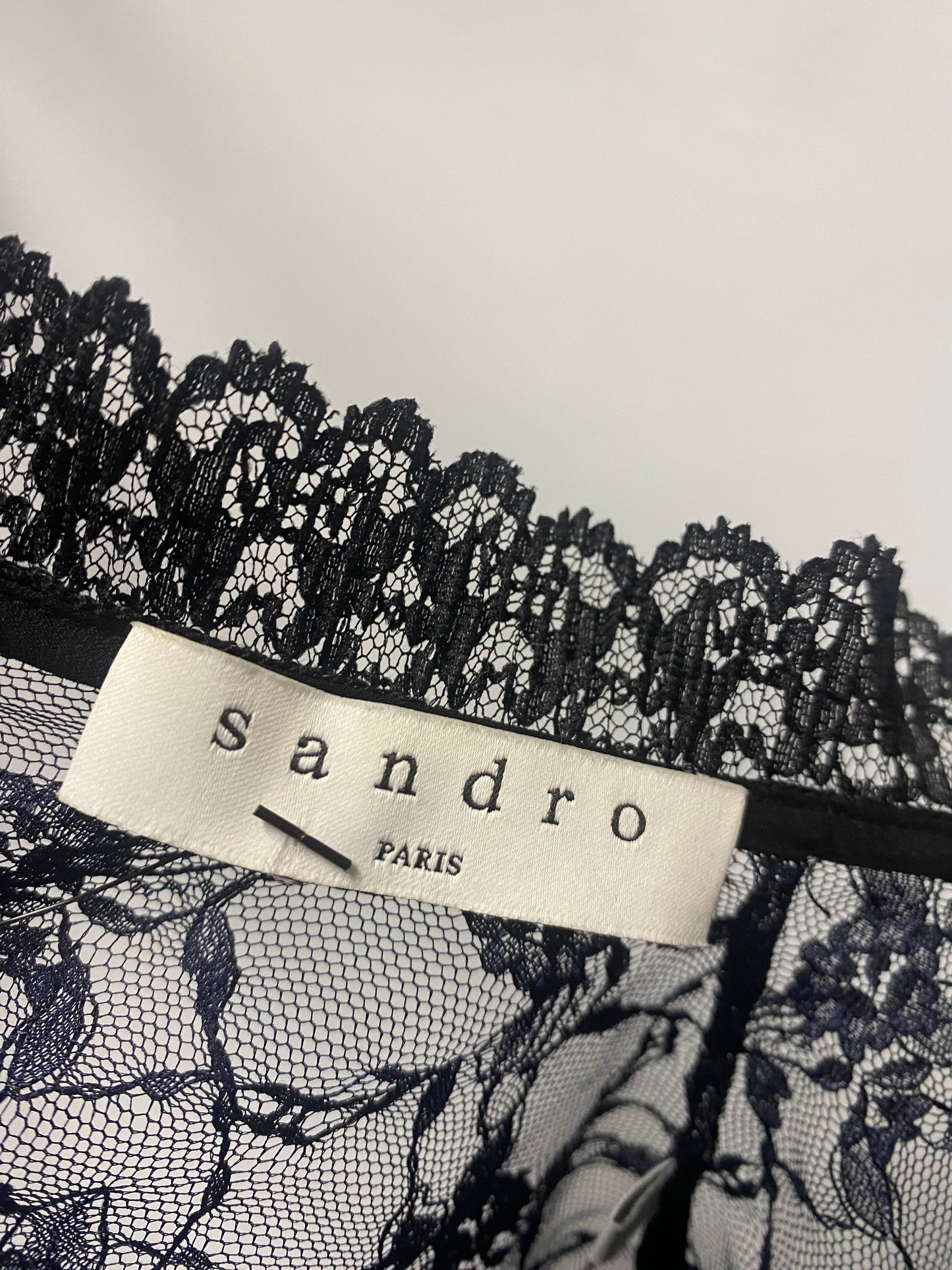 Sandro Black, Navy and White Striped Lace Midi Dress 3/12