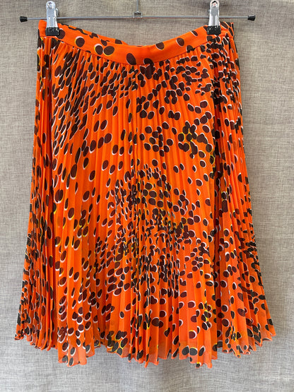 Whistles Orange Spot Print Pleated Knee Length Skirt Size 10