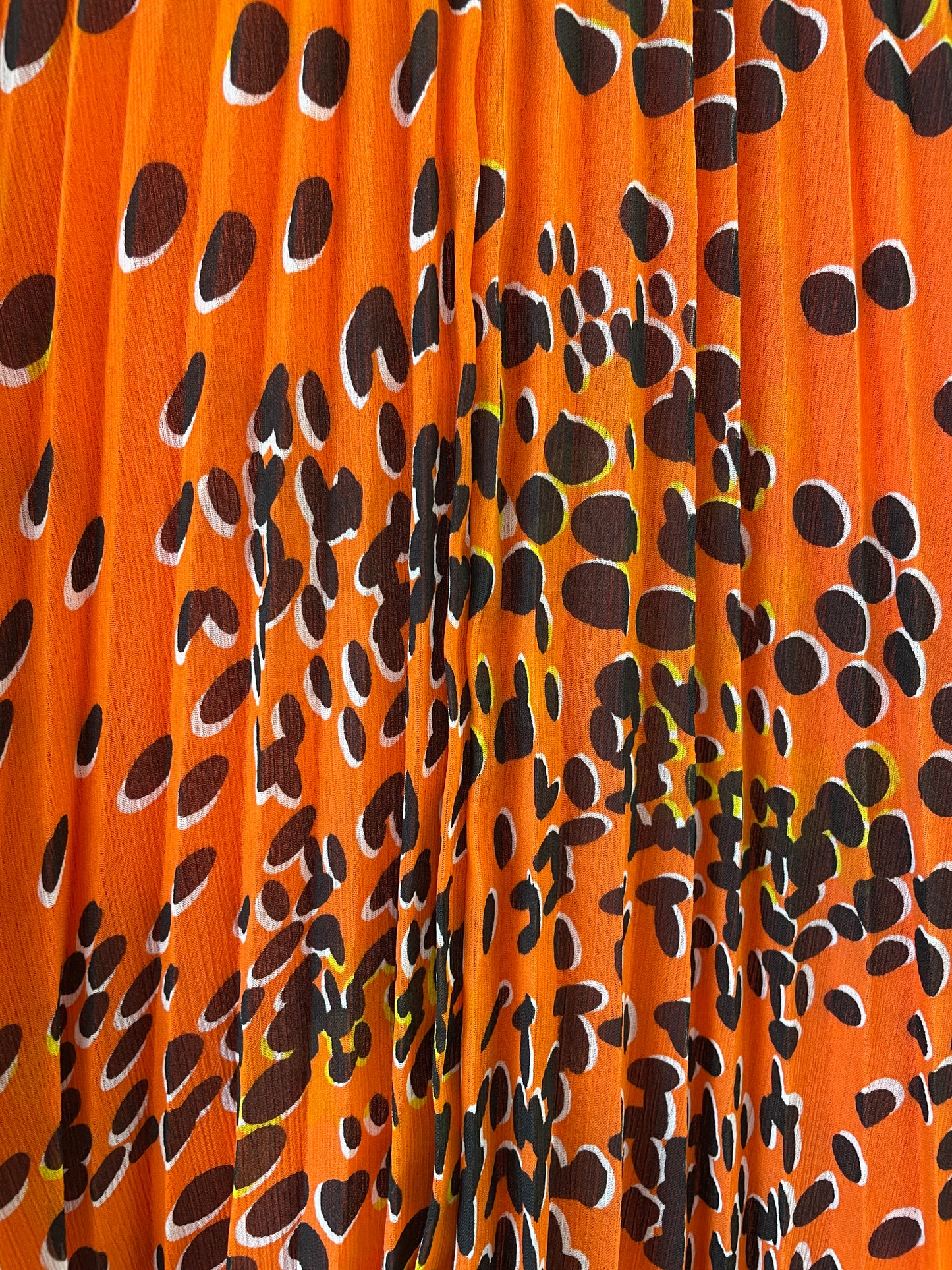 Whistles Orange Spot Print Pleated Knee Length Skirt Size 10