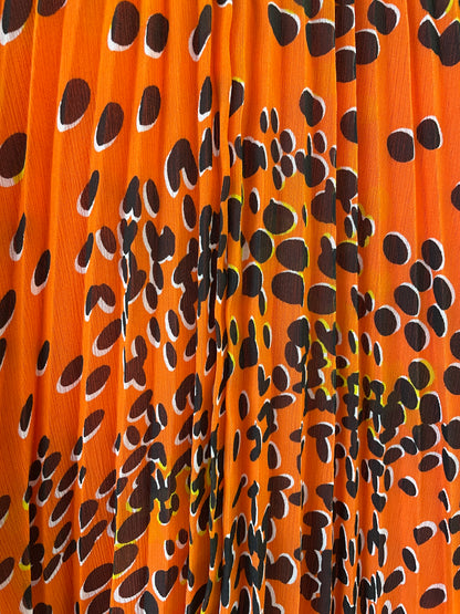 Whistles Orange Spot Print Pleated Knee Length Skirt Size 10