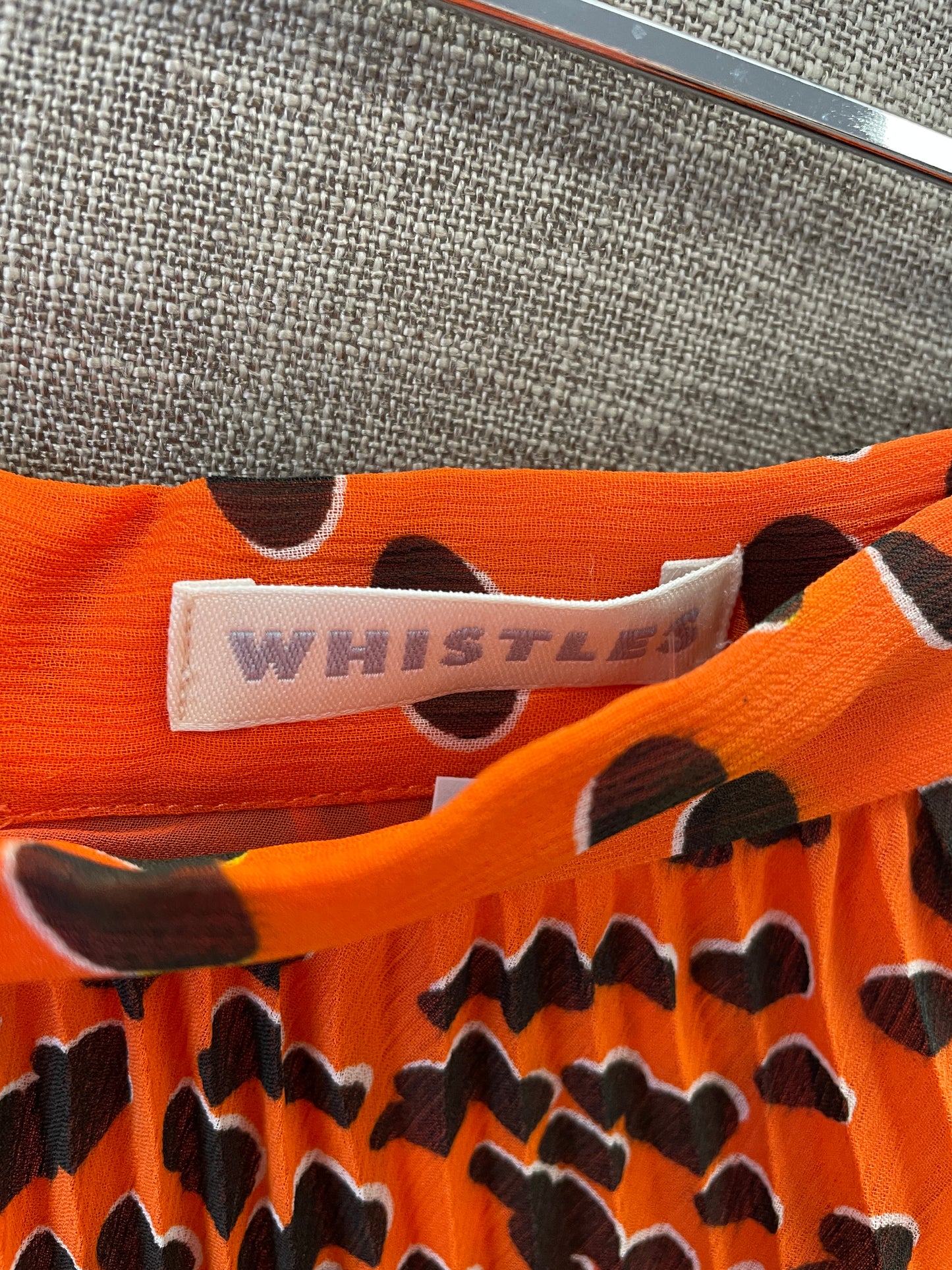 Whistles Orange Spot Print Pleated Knee Length Skirt Size 10