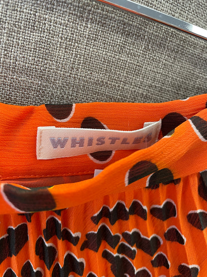 Whistles Orange Spot Print Pleated Knee Length Skirt Size 10