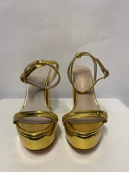 Raye Gold Patent Chunky Platform Heels 5.5