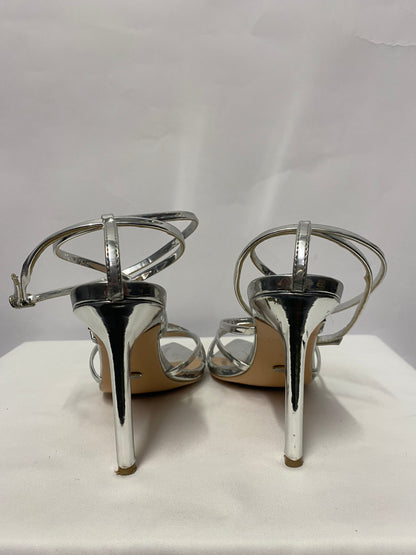 Tony Bianco Silver Patent Strappy Stiletto Heel 8.5
