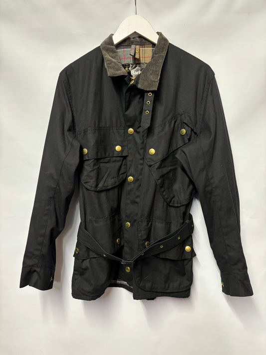 Barbour International Black Wax Motorcycle Jacket 38 Medium