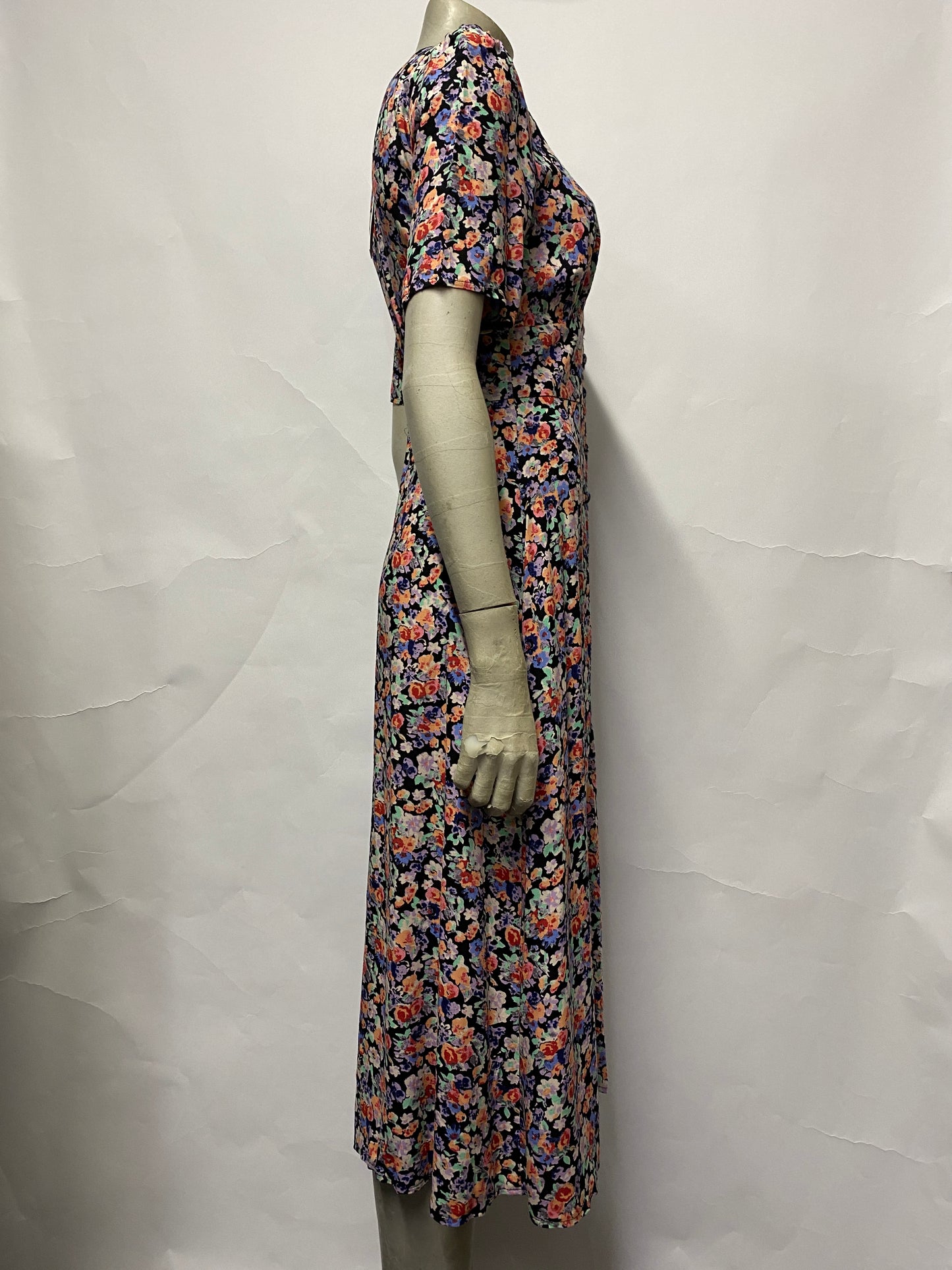 Nobody's Child Black and Multi Floral Dress 8 BNWT