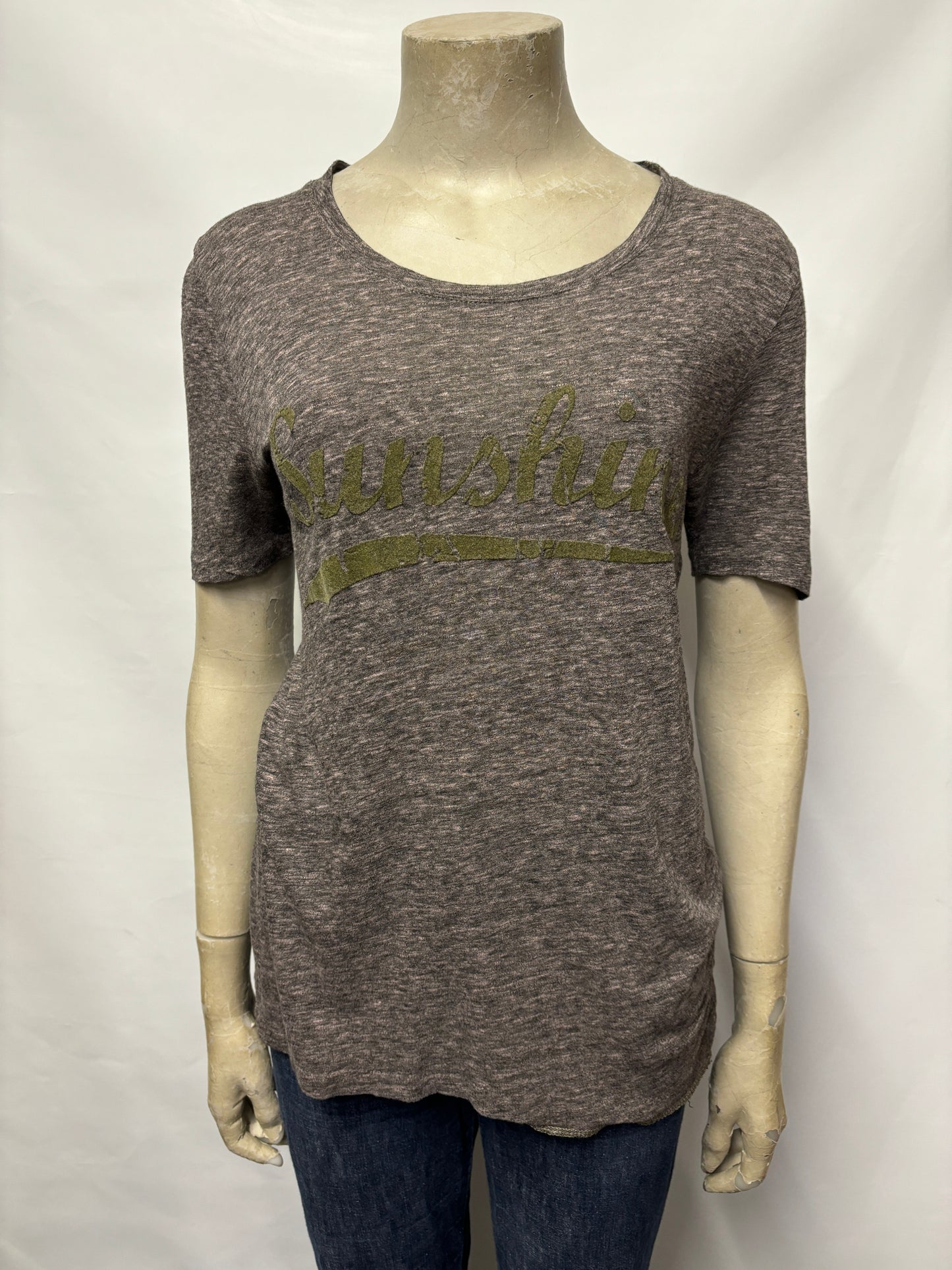 Zadig and Voltaire Pink and Grey Sunshine T-Shirt Small