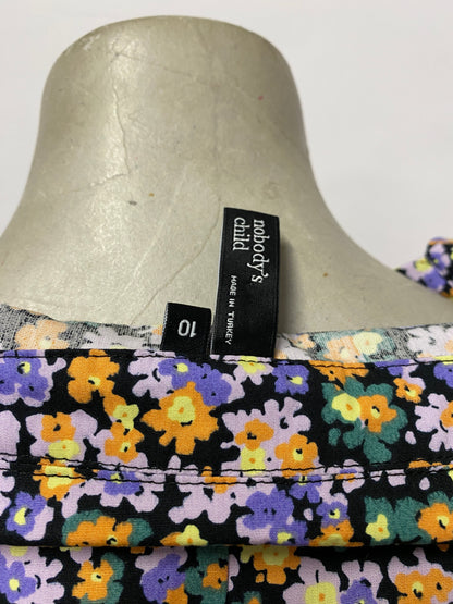 Nobody's Child Black and Floral Shirt Dress 10
