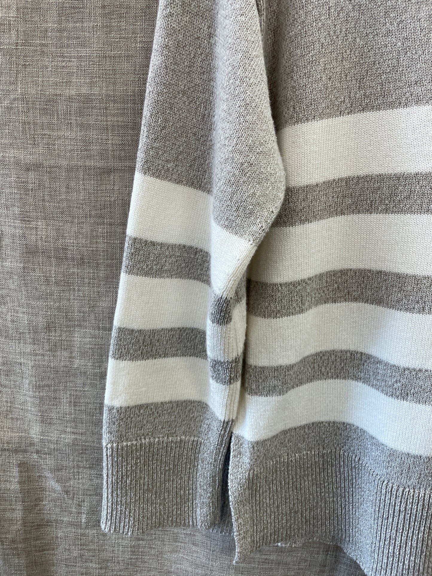 Cos Beige Cream Stripe Roll Neck Long Sleeve Jumper Extra Small