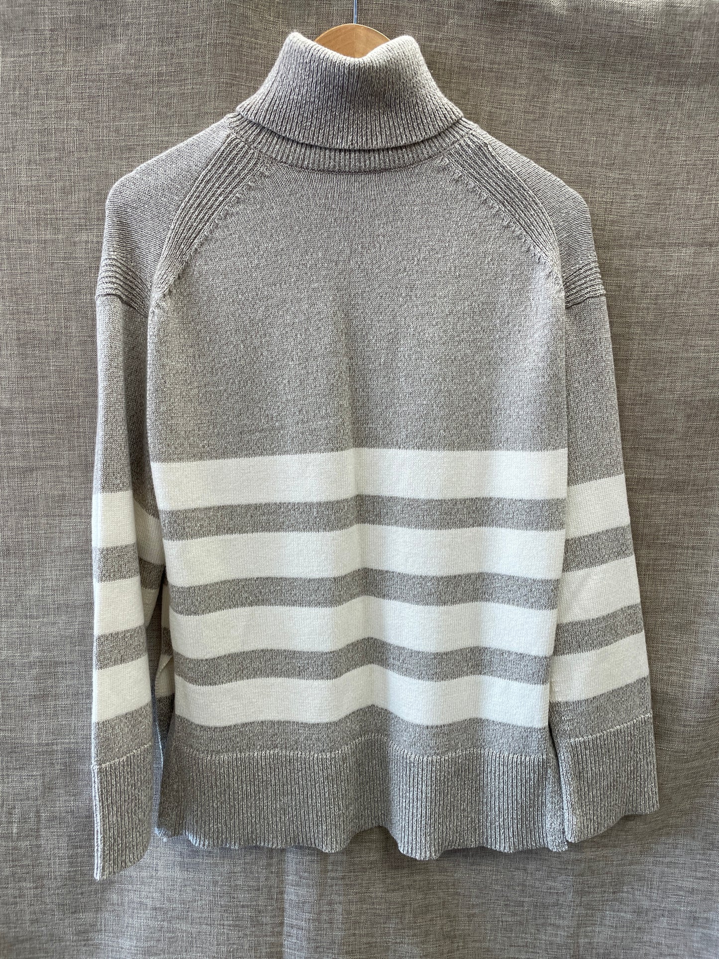 Cos Beige Cream Stripe Roll Neck Long Sleeve Jumper Extra Small
