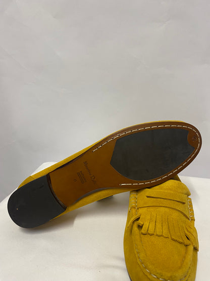 Massimo Dutti Mustard Yellow Fringed Suede Loafers 8 BNWT
